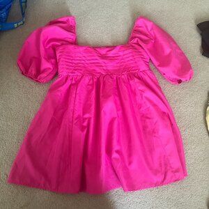 pink bubble sleeve dress